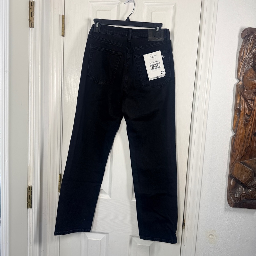 Rag & Bone Harlow Jewel Mid-Rise Ankle‎ Jeans Black 25 - Picture 10 of 11